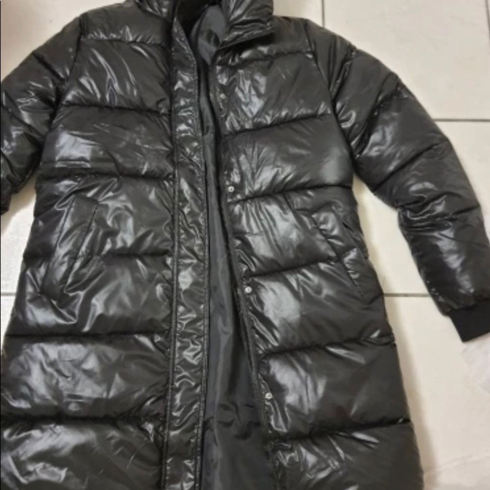 Black glossy puffer  long coat
